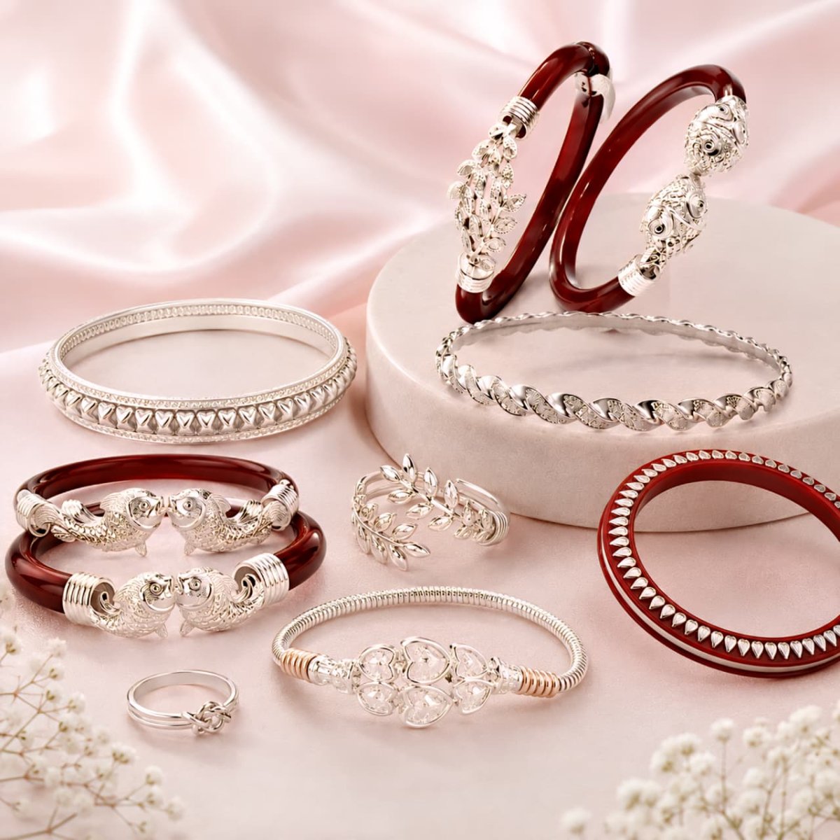 925 Sterling Silver Bangles, Kada & Hand Jewellery for Women