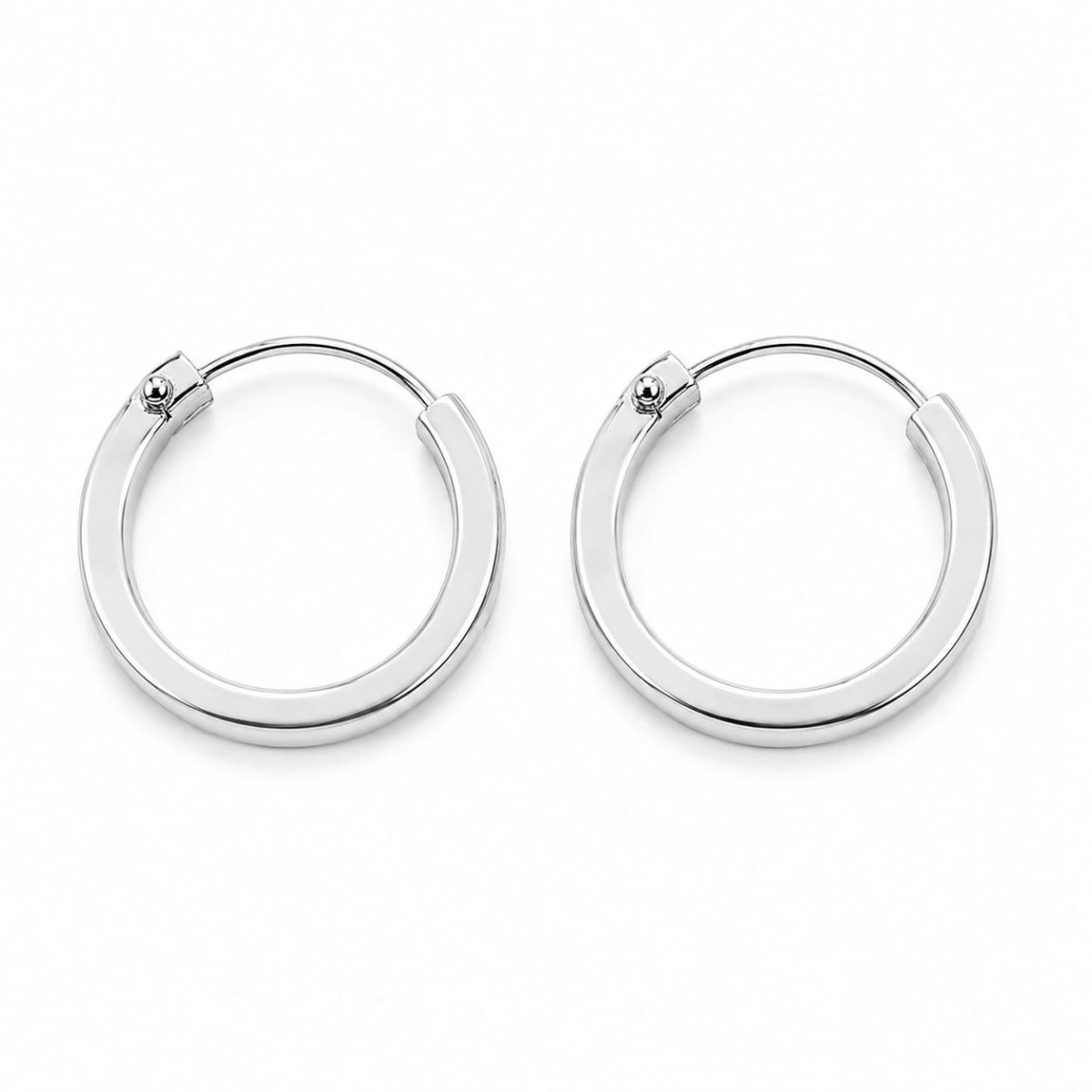 925 Sterling Silver Square Hoop Earrings for Men & Women | Rhodium Polished Hallmarked