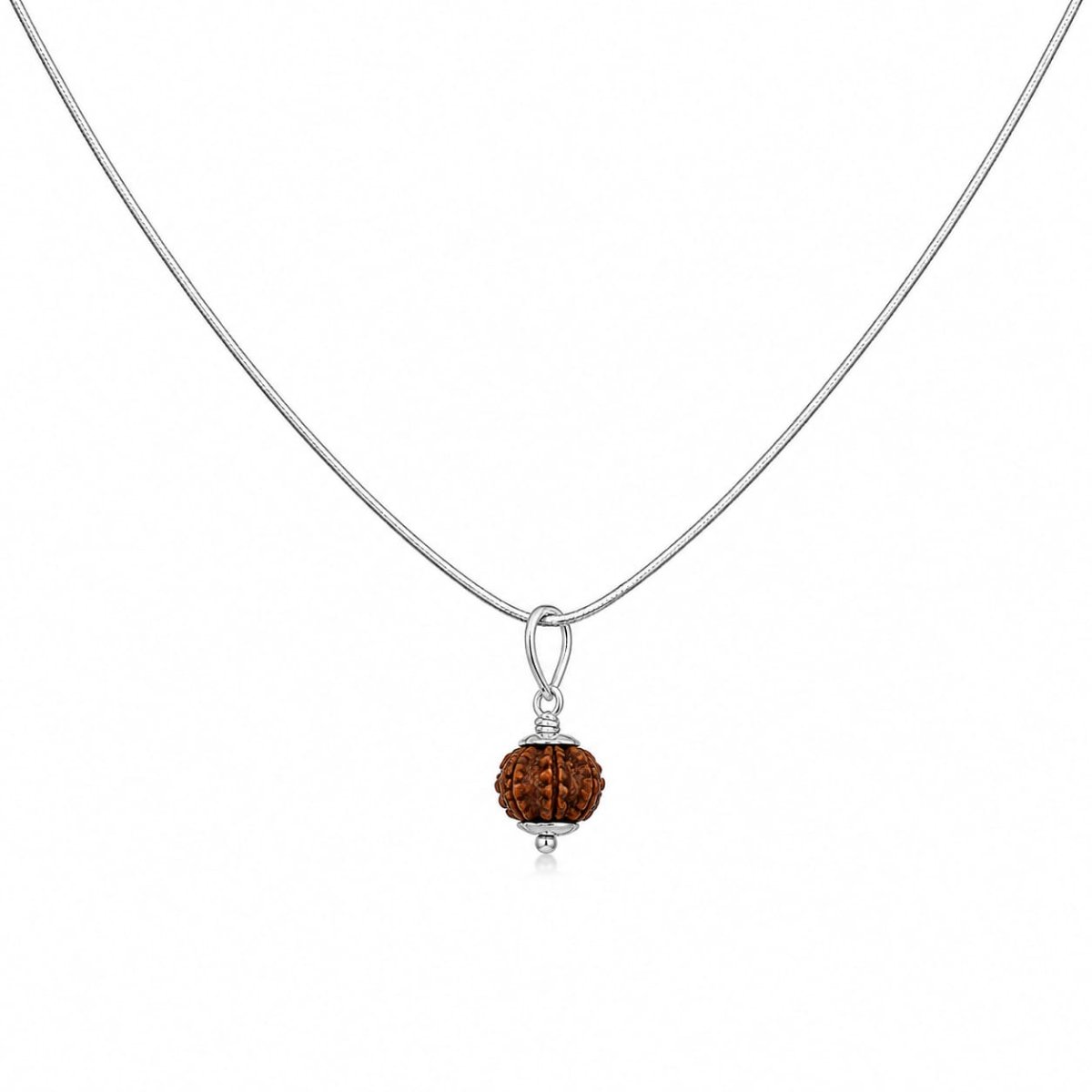 925 Sterling Silver Rudraksha Pendant Chain Necklace for Men, Women & Kids